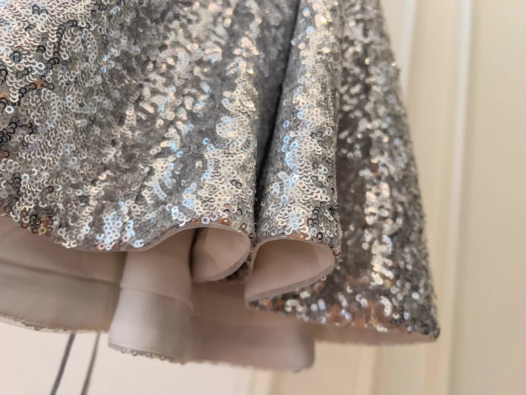 Glittering Halter Neck Silver Homecoming Dress Sequins A-Line Birthday Dress GG5944