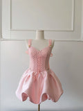 Sweet Pink Homecoming Dress Polka Dots A-Line Birthday Dress GG5961