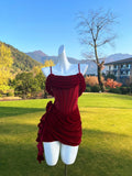 Sexy Red Homecoming Dress Off-the-Shoulder Ruched Sheath Birthday Dress GG5968