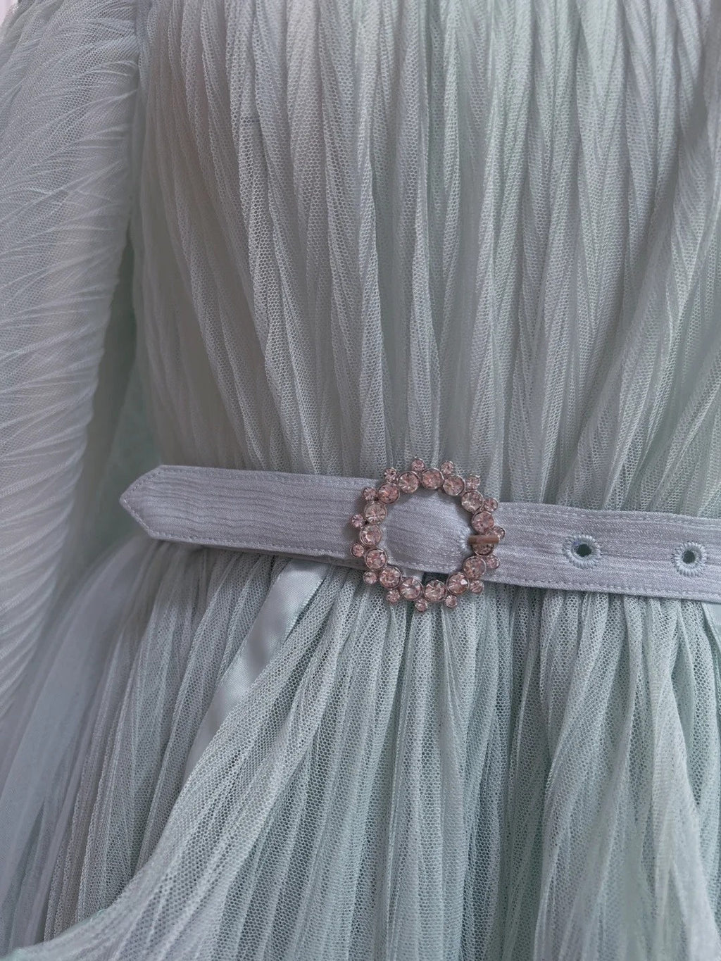 Trendy Long Sleeve Pleated Green Homecoming Dress Tulle A-Line Birthday Dress GG6001