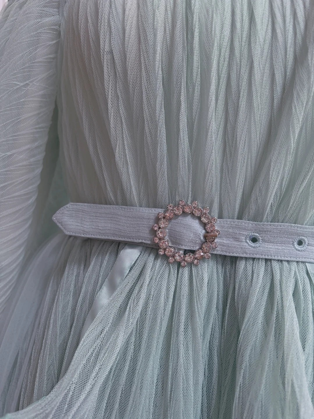 Trendy Long Sleeve Pleated Green Homecoming Dress Tulle A-Line Birthday Dress GG6001
