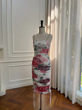 Alluring Spaghetti Straps Beaded Homecoming Dress Floral Bodycon Birthday Dress GG6028