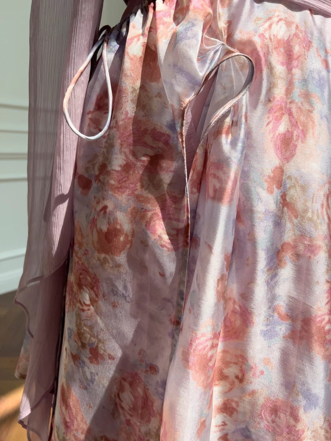 Trendy Long Sleeve Floral Homecoming Dress Ruffles Chiffon A-Line Birthday Dress GG6034