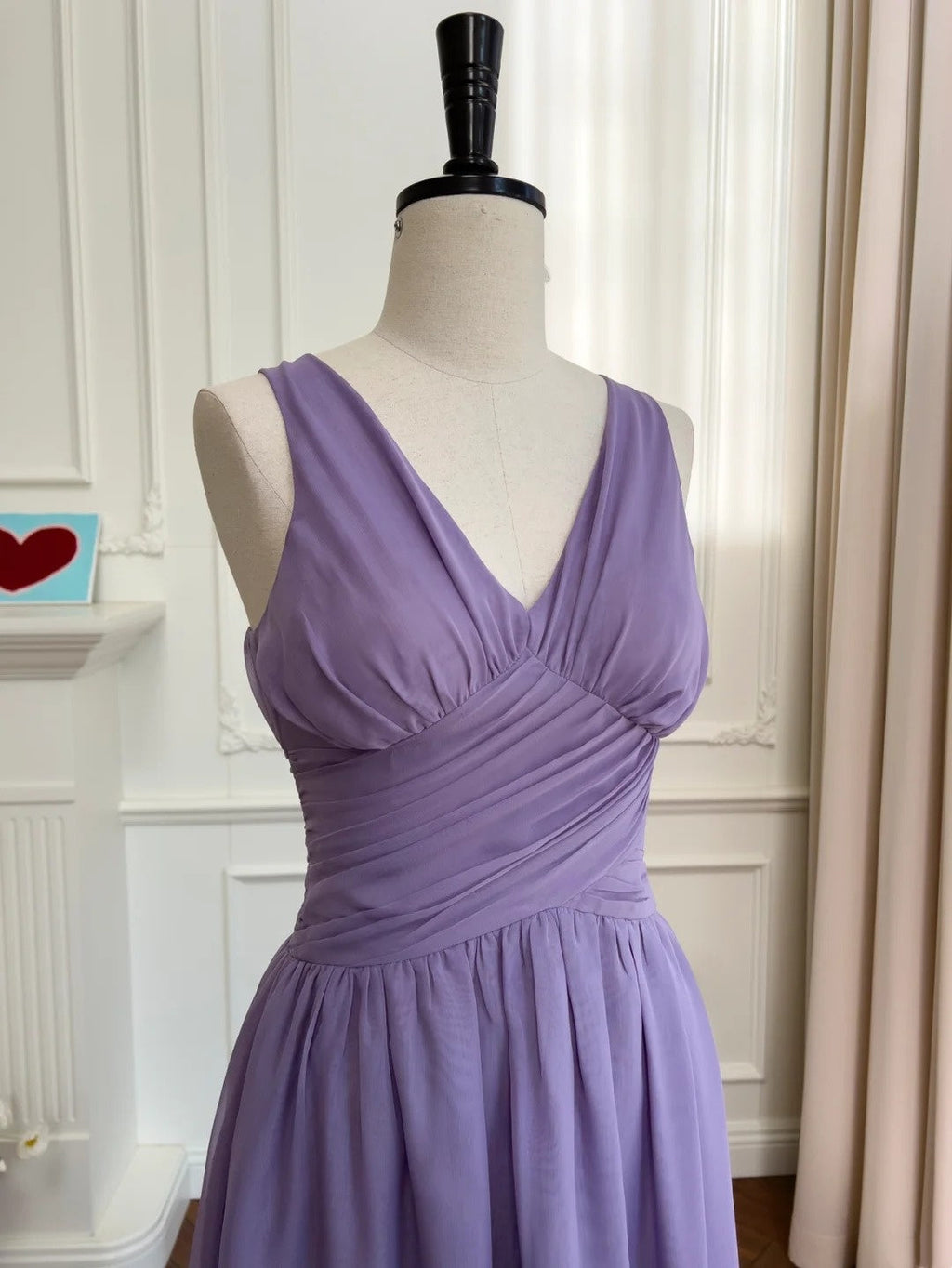 Chic V Neck Purple Prom Dress Chiffon A-Line Evening Dress GG6038