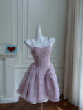 Trendy Spaghetti Straps Purple Homecoming Dress Tulle A-Line Birthday Dress GG6042