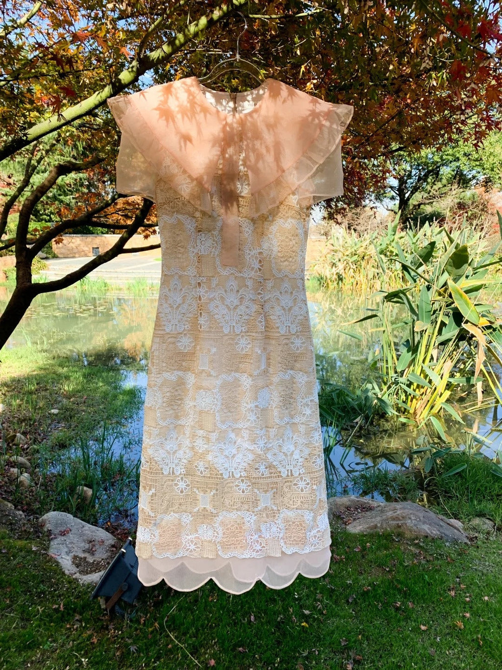 Attractive Lace Apricot Homecoming Dress Jewel Neck A-Line Birthday Dress GG6054