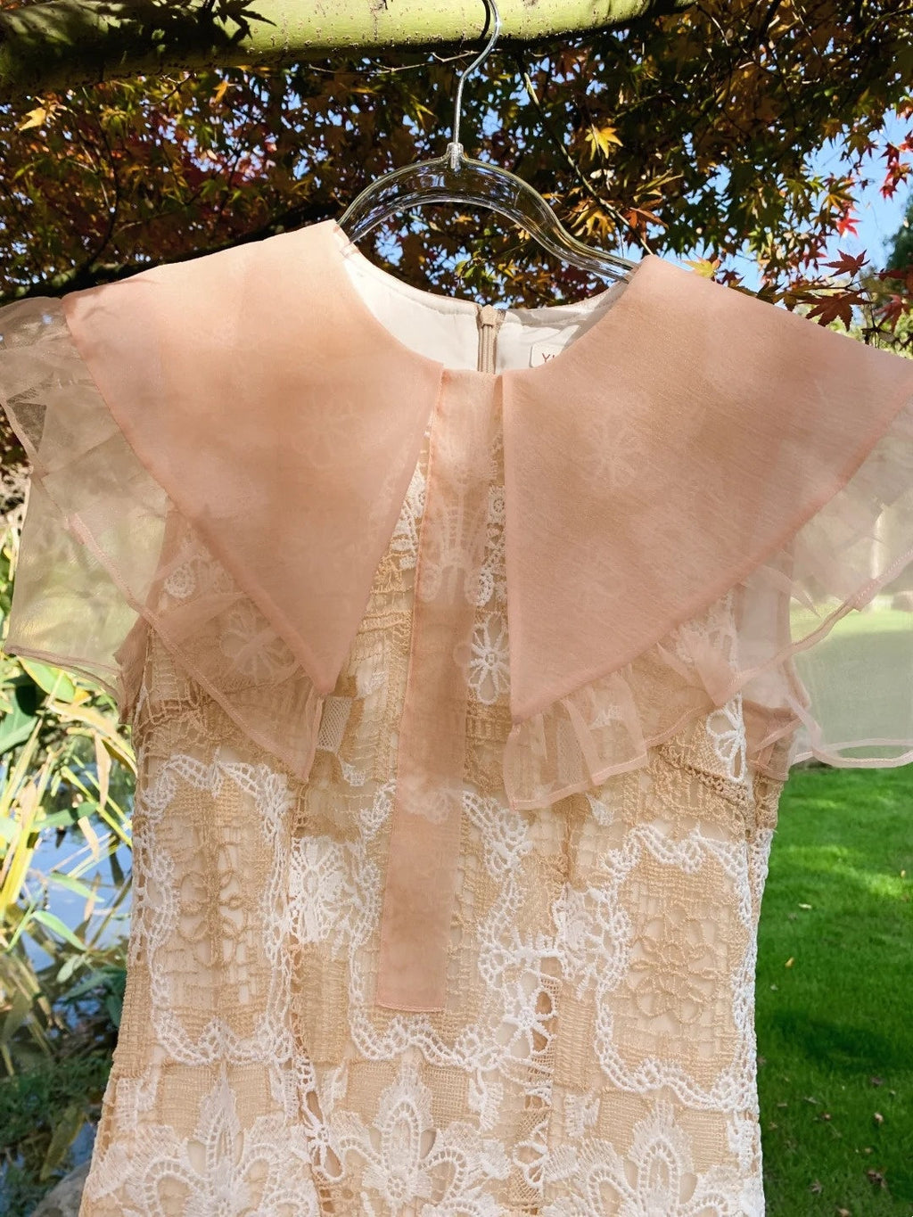 Attractive Lace Apricot Homecoming Dress Jewel Neck A-Line Birthday Dress GG6054