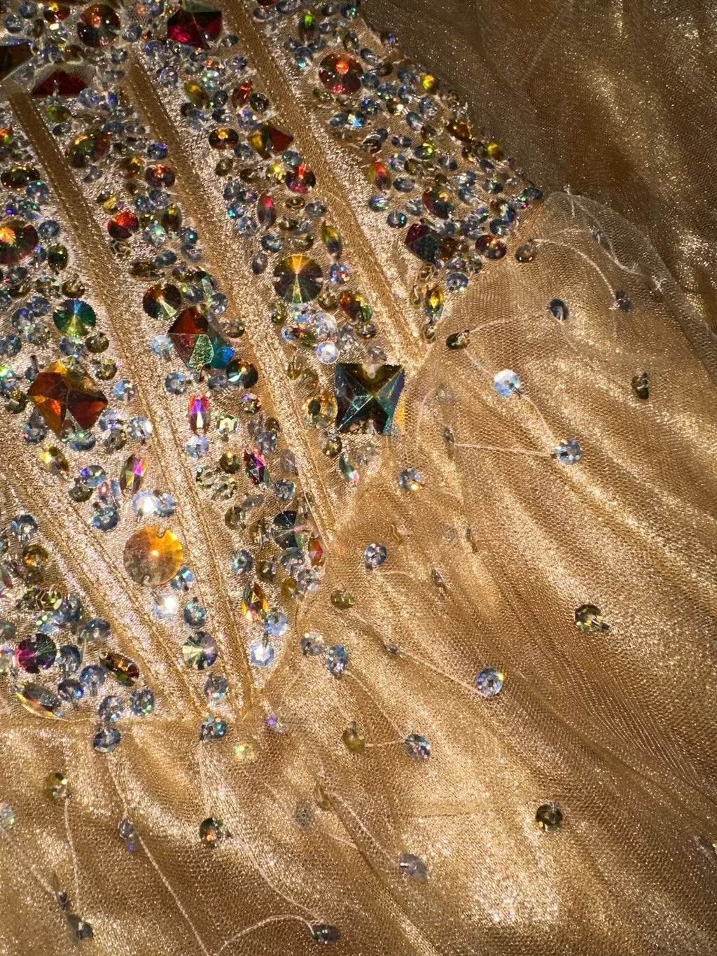 Glam Strapless Gold Prom Dress Rhinestones A-Line Evening Dress GG6065
