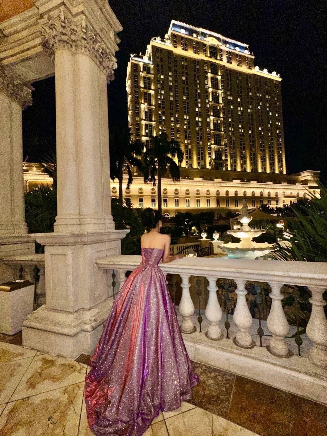 Glamorous Strapless Purple Prom Dress Sequins A-Line Evening Dress GG6070