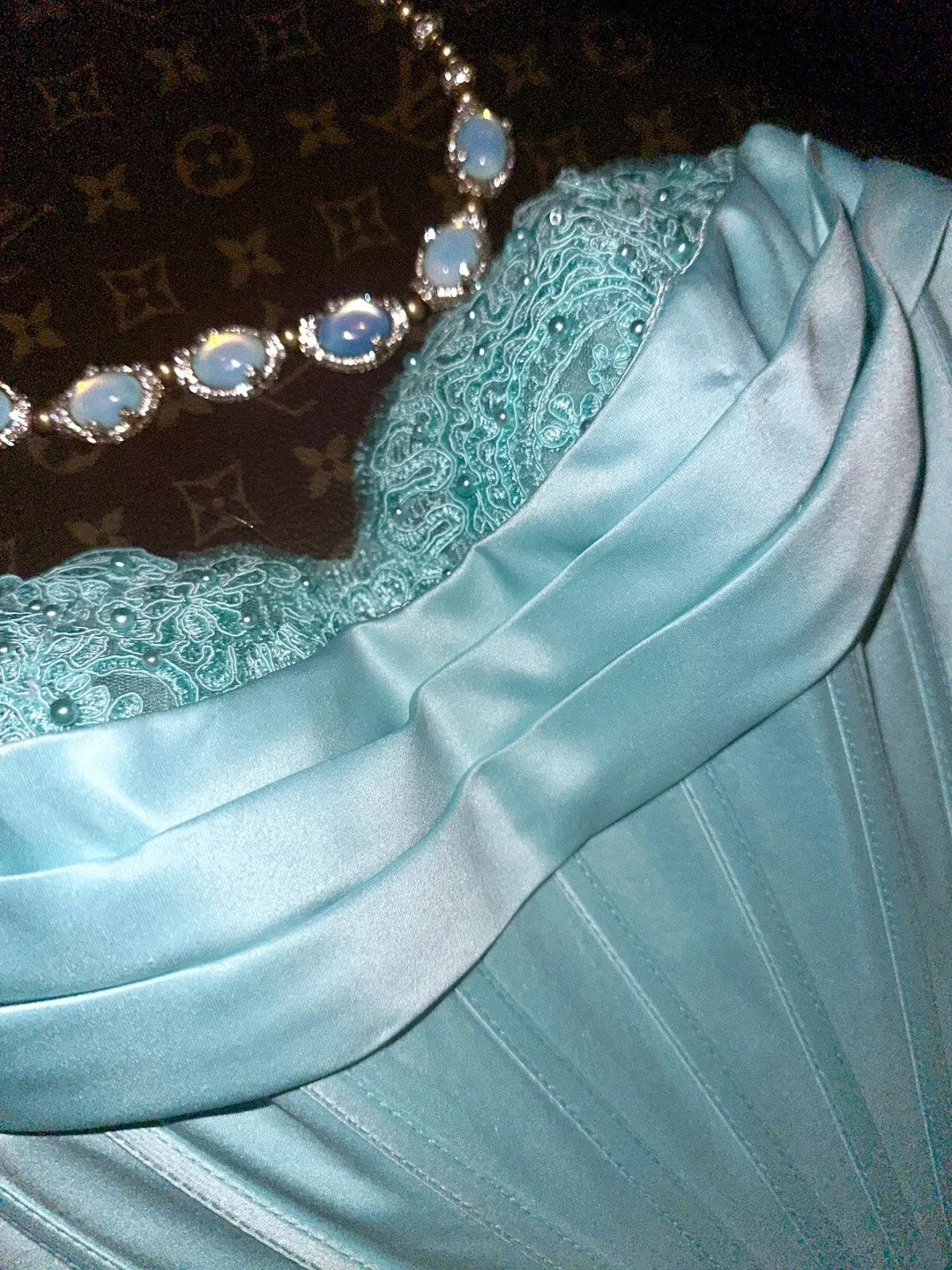 Y2K Sweetheart Neck Green Prom Dress Beading Bodice Tiered A-Line Evening Dress GG6074