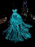 Dreamy Sweetheart Neck Teal Homecoming Dress Crystals Ruffles A-Line Birthday Dress GG6085