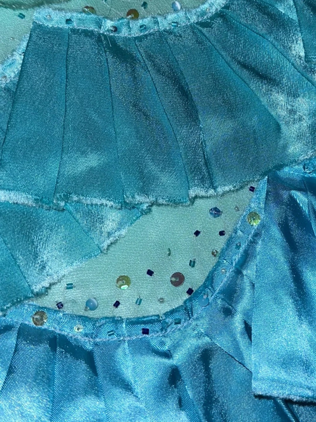 Y2K V Neck Teal Homecoming Dress Beading Tiered A-Line Birthday Dress GG6089