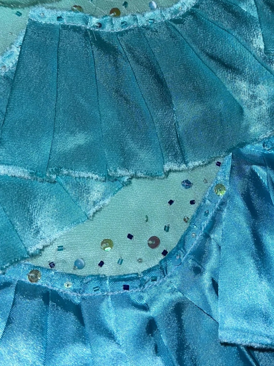 Y2K V Neck Teal Homecoming Dress Beading Tiered A-Line Birthday Dress GG6089