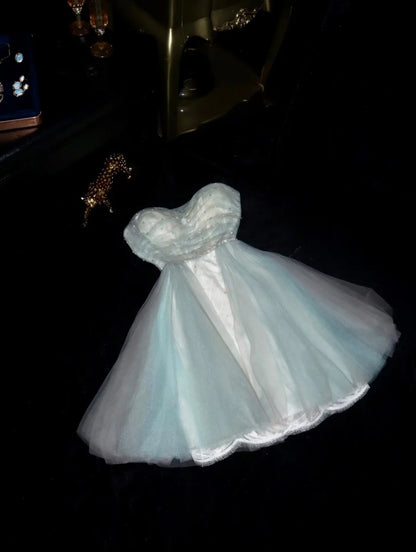 Unique Sweetheart Neck Blue Homecoming Dress Tulle Beaded A-Line Birthday Dress GG6091