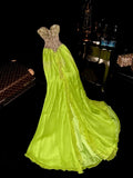Attractive Sweetheart Neck Green Prom Dress Beading A-Line Evening Dress GG6093