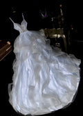 Glittering Spaghetti Straps Pastel Blue Prom Dress Ruffles A-Line Evening Dress GG6106