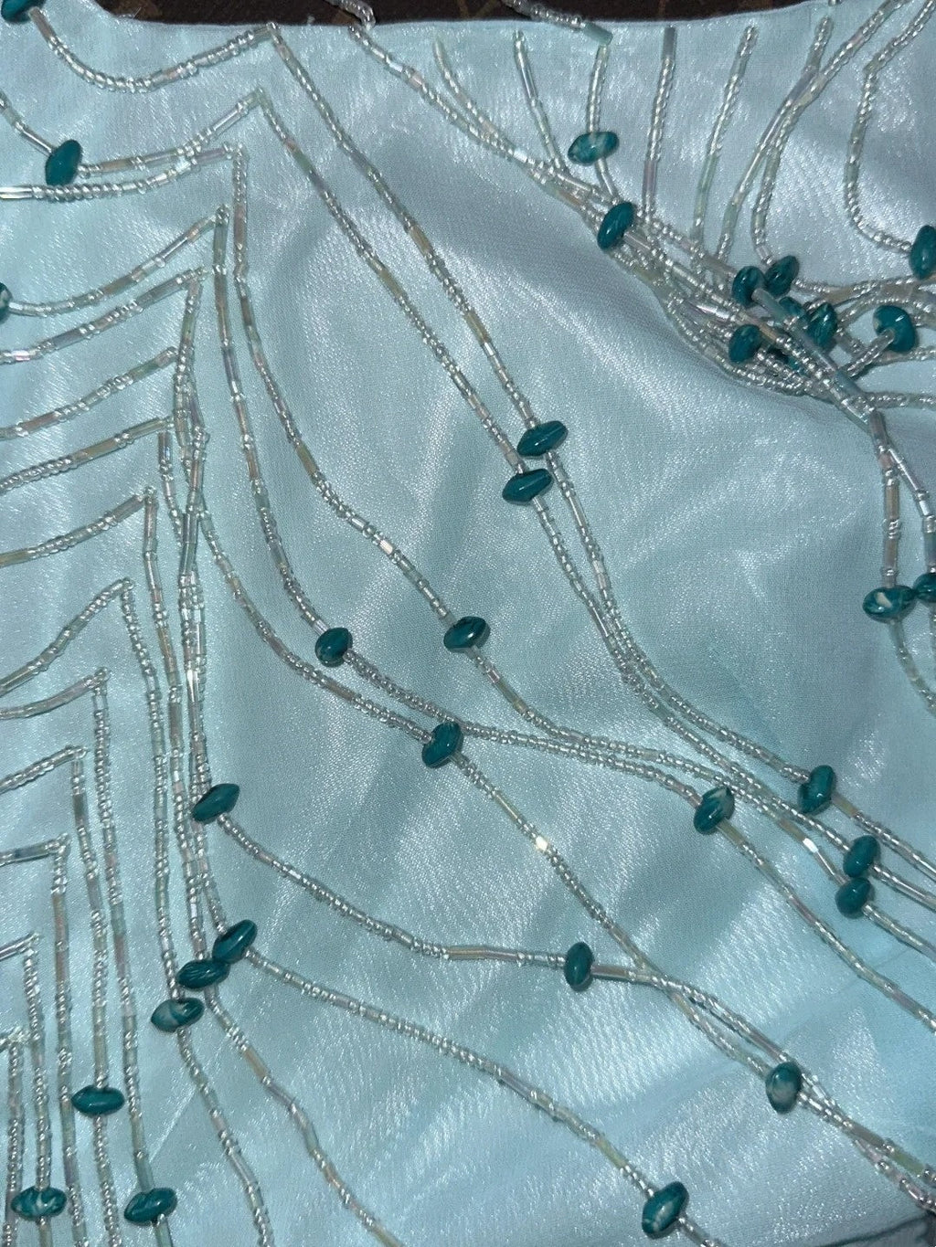 Glittering Spaghetti Straps Blue Prom Dress Beading Chiffon A-Line Evening Dress GG6111