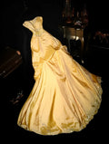 Glowing Strapless Yellow Prom Dress Sequins A-Line Evening Dress GG6113