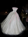 Lovely Strapless White Wedding Dress Tulle Sequins Bow Bridal Dress GG6126