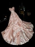 Fascinating Strapless Prom Dress Pink Beads A-Line Evening Dress GG6131