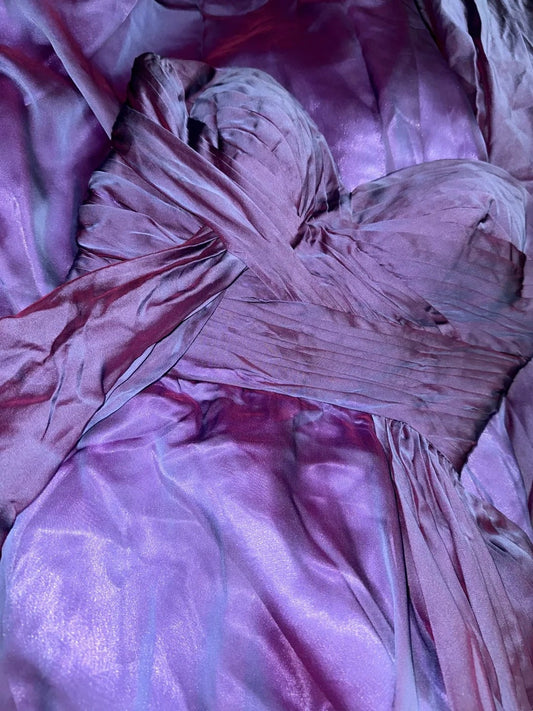 Fascinating Purple Long Prom Dress Satin Pleated A-Line Evening Dress GG6142