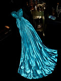 Vintage Sweetheart Pleated Blue Prom Dress Beaded A-Line Evening Dress GG6152