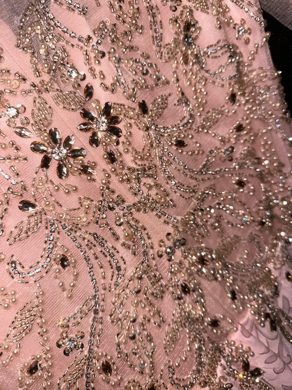 Luxury Beading Pink Prom Dress Long Sleeve A-Line Evening Dress GG6175