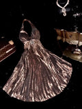 Enchanting Halter Neck Beads Homecoming Dress Purple Pleated A-Line Birthday Dress GG6178