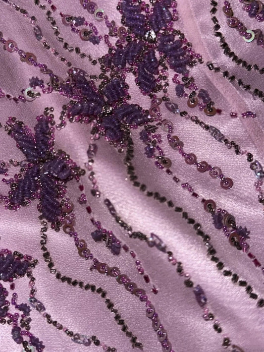 Fashion Strapless Purple Prom Dress Satin Sequins A-Line Evening Dress GG6184