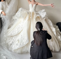 Romantic Sweetheart Wedding Dress  Appliques Ruffled Bridal Dress GG6189