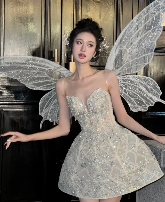 Glittering Sweetheart White Homecoming Dress Beading A-Line Birthday Dress GG6205