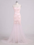 Unique Mermaid Sweetheart Pink Tulle Beading Long Prom Dress,Evening Dress GG621