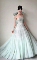 Dreamy Strapless Green Prom Dress Sequins Tulle A-Line Evening Dress GG6211