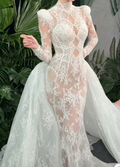 Delicated Lace Wedding Dress Long Sleeve Mermaid Bridal Dress GG6285