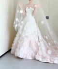 Lovely Strapless White Wedding Dress Satin Appliques A-Line Bridal Dress GG6299