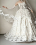 Lovely Strapless Lace Wedding Dress Sequins Bow A-Line Bridal Dress GG6423
