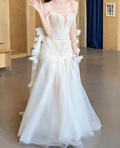 Dreamy Off-Shoulder Ivory Wedding Dress Beaded Applique Mermaid Bridal Dress GG6470