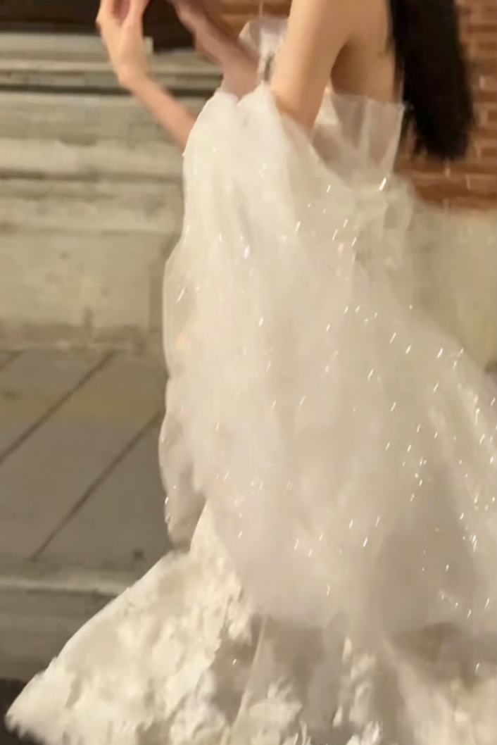 Glam Strapless Lace Wedding Dress Sequins Mermiad Bridal Dress GG6585