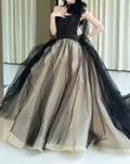 Vintage Strapless Black Prom Dress Tulle A-Line Evening Dress GG6611