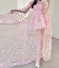 Sweet Strapless Pink Homecoming Dress Beading Appliques A-Line Birthday Dress GG6627