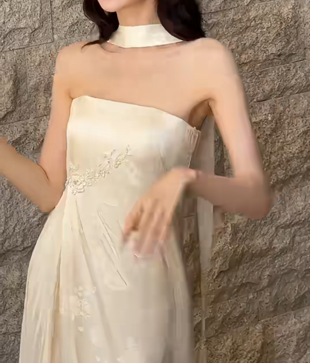 Fascinating Strapless Beaded Wedding Dress With Scarf Jacquard Satin Mermiad Bridal Dress GG6629