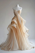 Ombre A Line Strapless Sweetheart Satin Long Prom Dress,Evening Dress GG663