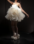 Glam Strapless White Homecoming Dress Handmade Flowers A-Line Birthday Dress GG6633