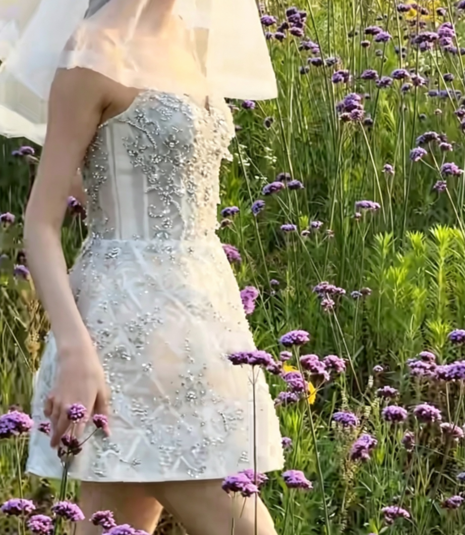 Attractive Spaghetti Straps Silver Homecoming Dress Beading A-Line Birthday Dress GG6643