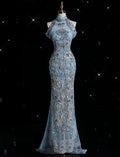 Retro Mermaid Off The Shoulder Beading Applique Satin Long Prom Dress,Evening Dress GG685
