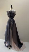 Chic A Line Strapless Chiffon Two Layer Slit Long Prom Dress,Evening Dress GG769