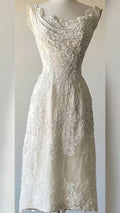 Chic A Line Satin Applique Beaded Tea Length Prom Dress,Evening Dress GG808