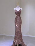 Glitter Mermaid Spaghetti Straps Sequin Long Prom Dress,Evening Dress GG843