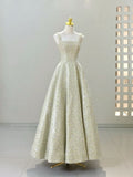 Shiny A Line Square Sequin Satin Long Prom Dress,Evening Dress GG849