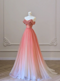 Gradient A Line Sweetheart Tulle Sequin Beaded Long Prom Dress,Evening Dress GG923